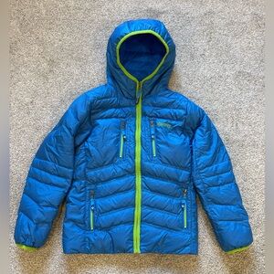 Marmot 700 Fill Boys Vibrant Blue Puffer Down Hooded Jacket Size M